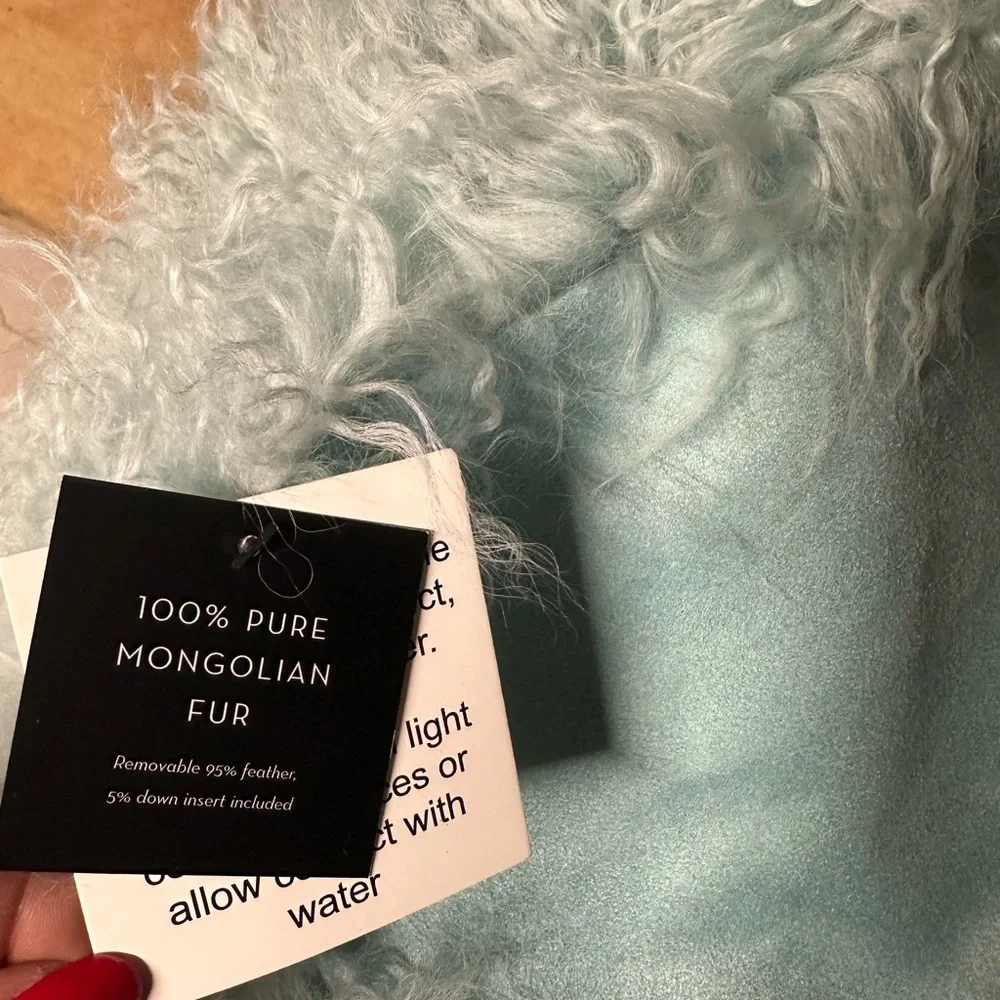 Zgallerie Mongolian Fur Pillows French Blue 22x22 Decorative Home Decor